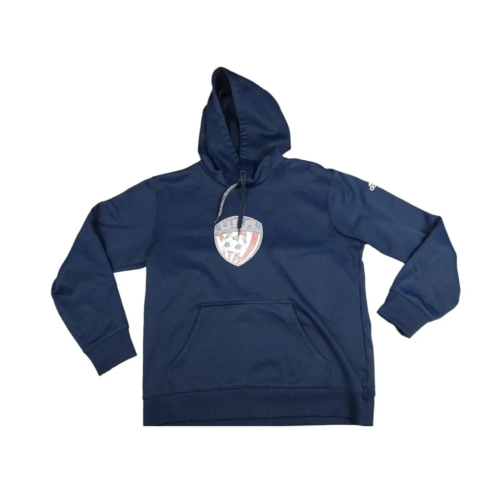 Adidas Climawarm USA United Soccer Athletes Hoodie Navy Blue Mens Medium
